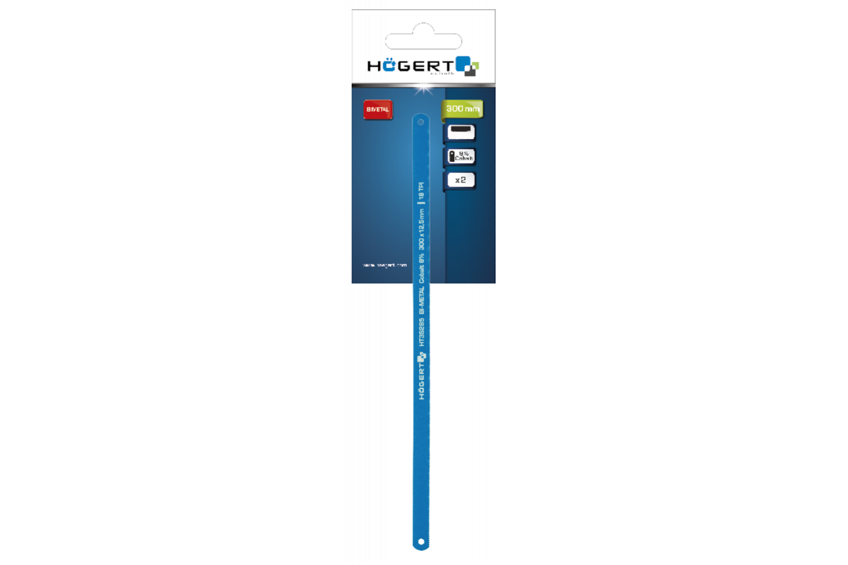 Lames de scie à métaux 300 mm, 18TPI, HSS, Bi-métal, Cobalt 8%, 2pcs