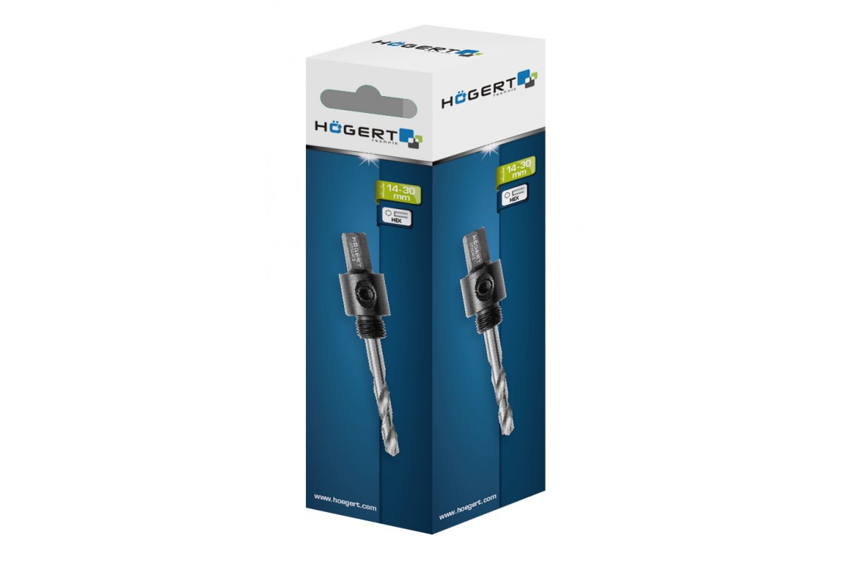 Bi-metal hole saw mandrel 14-30 mm, hex 3/8"