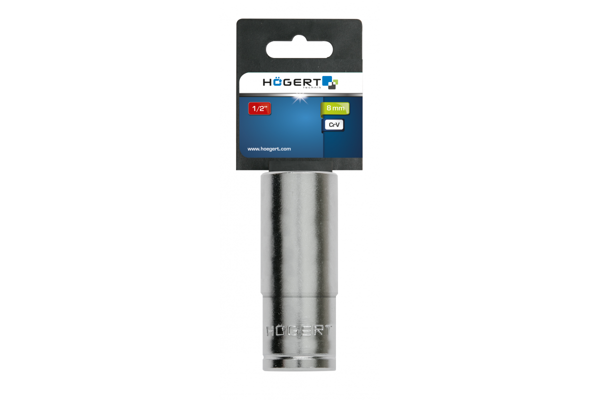 Hexagon socket 1/2", 8 mm, long, CrV