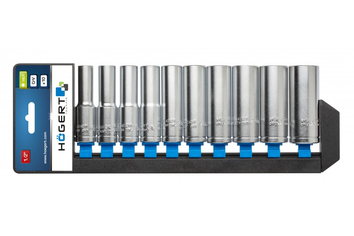 1/2" Deep socket set, 10 pcs