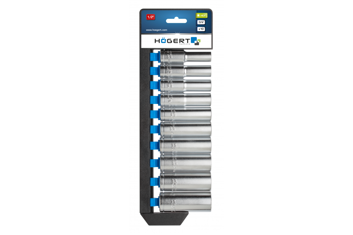 1/2" Deep socket set, 10 pcs
