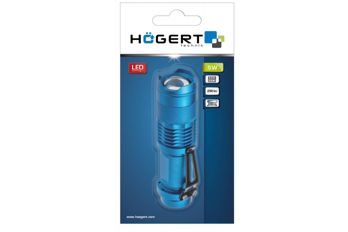 Linterna de bolsillo de aluminio, 1xAA/1*14500 3,7v (sin baterías), 5W, 250lm, IP20, 200m