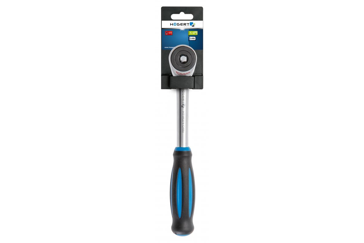 Straight Ratchet handle 1/4", 72T, CrMo steel