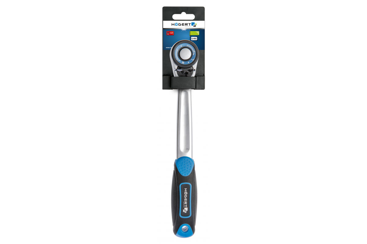 Straight Ratchet handle 3/8", 72T, CrMo steel