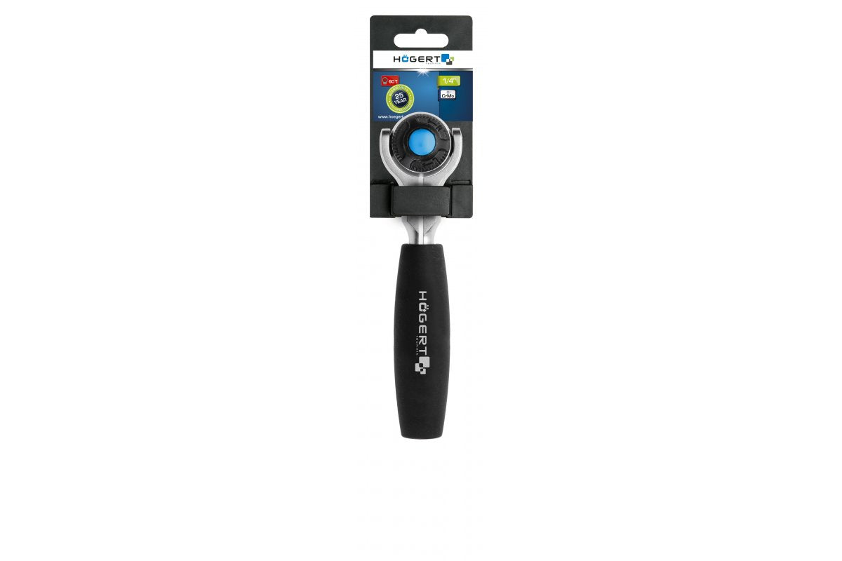 Carraca con cabezal giratorio 1/4", 72 dientes