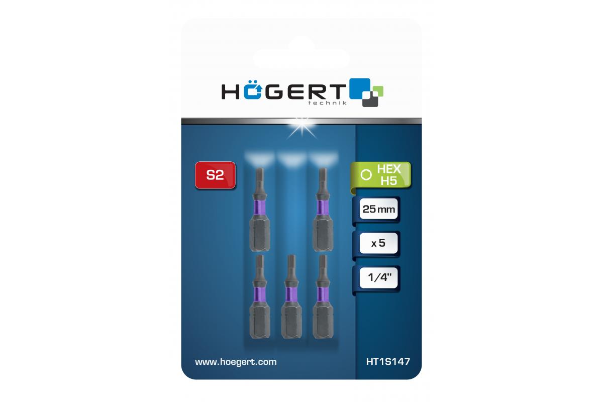 Power screwdriver bit Hex H5 25mm 5 PCS