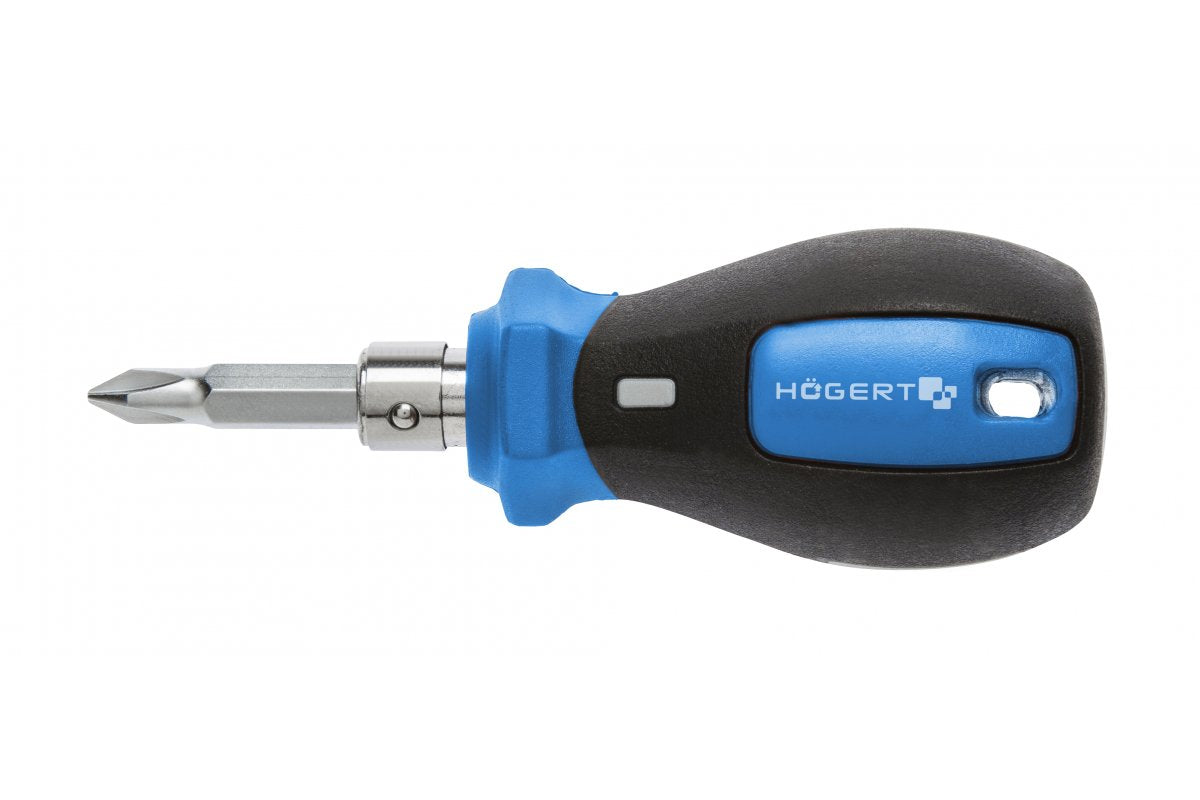Screwdriver with double-sided screwdriver bit, for PH0, PH1, PH2, PH3, PZ1, PZ2, PZ3 and slotted 6 mm screws
