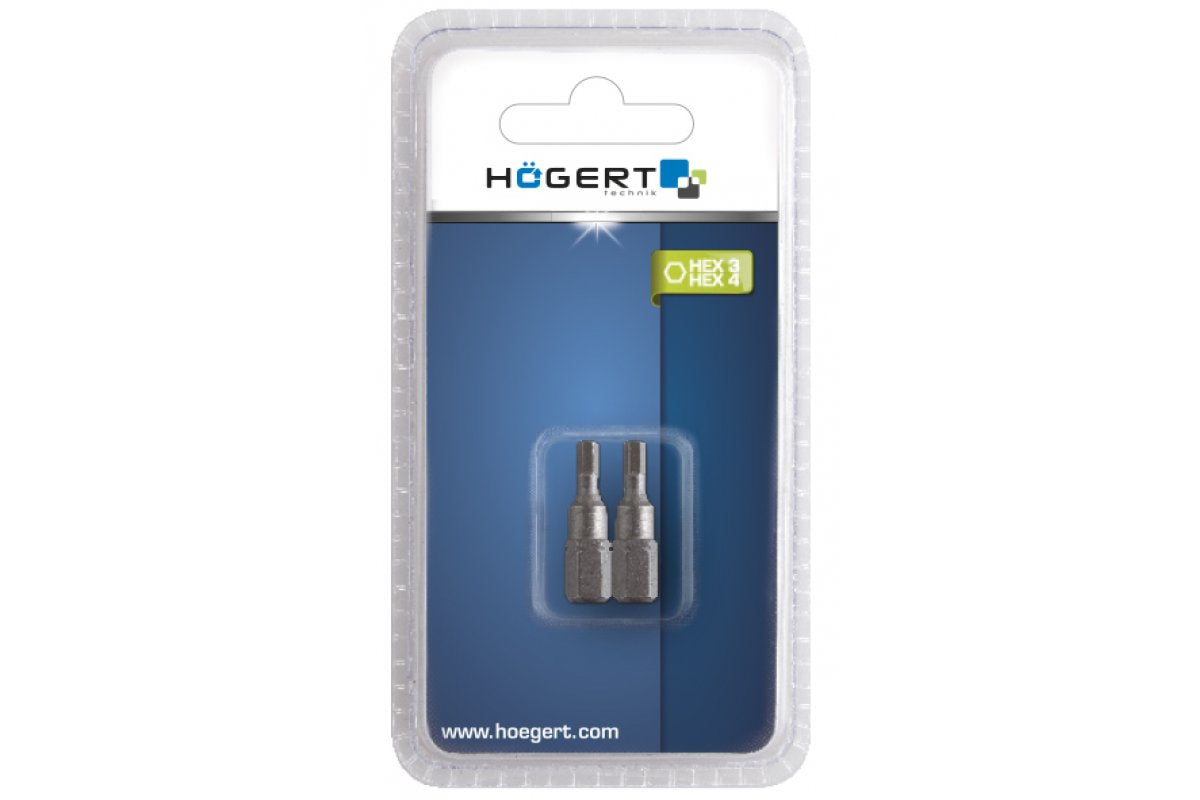 Końcówki wkrętakowe HEX3, HEX4 Mix 25mm, stal S2, 2 szt