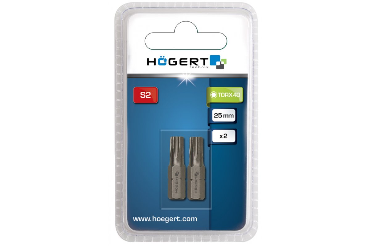 Šroubovací bity (koncovky) TORX 40 25 mm, S2, blistr 2 ks