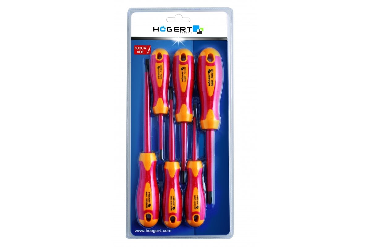 6- piece insulated screwdriver set, 1000 V, S2 steel