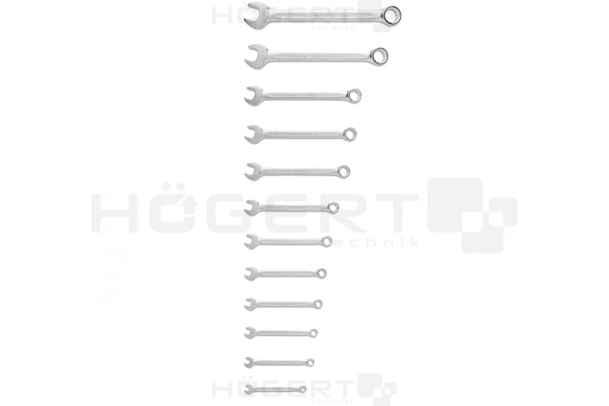 Maul-Ring-Schlüsselset, 12 Stck., 6-22 mm, CrV, DIN 3113