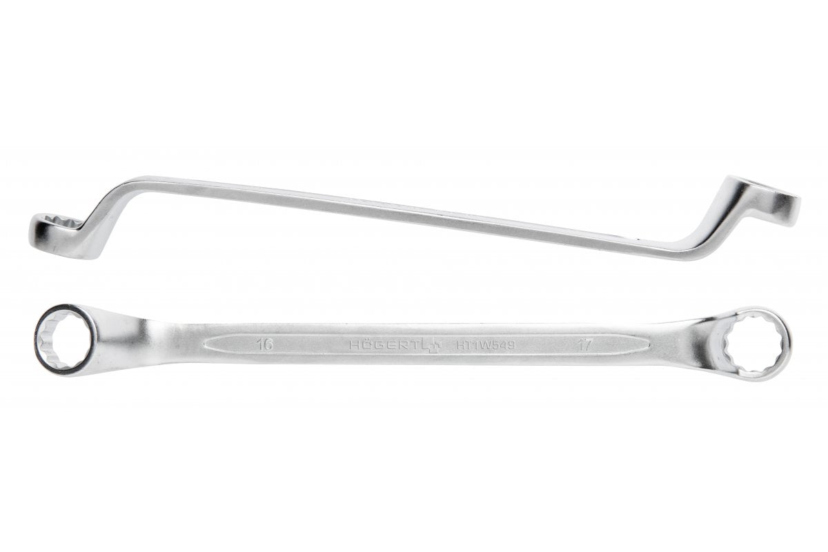 Bi-hexagonal ring spanners, CrV steel, 14 x 15 mm, DIN 838