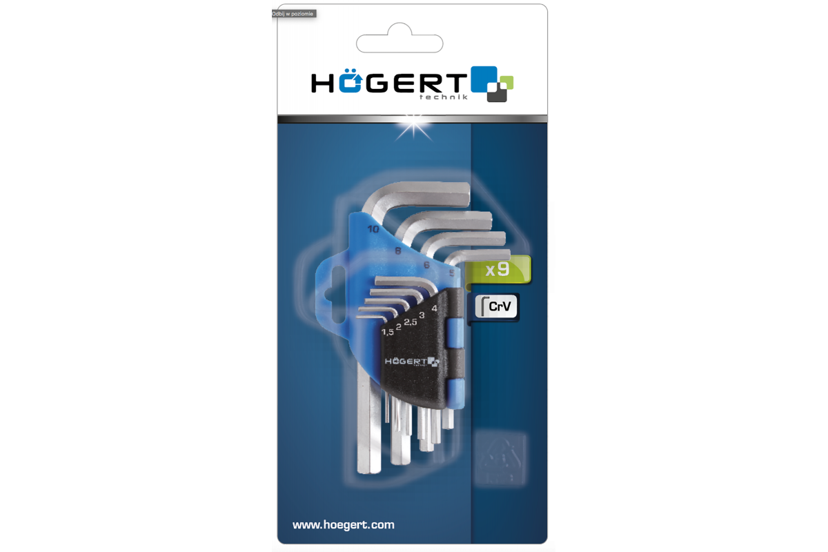 9- piece hex keys set, CrV steel