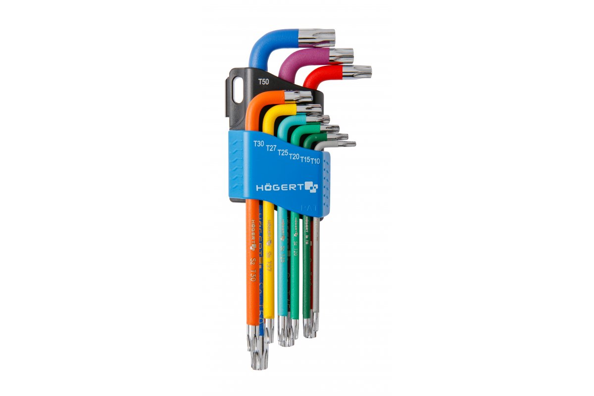 Innensechsrundschlüssel, lang, Multicolour, S2 Stahl, 9 Stck.