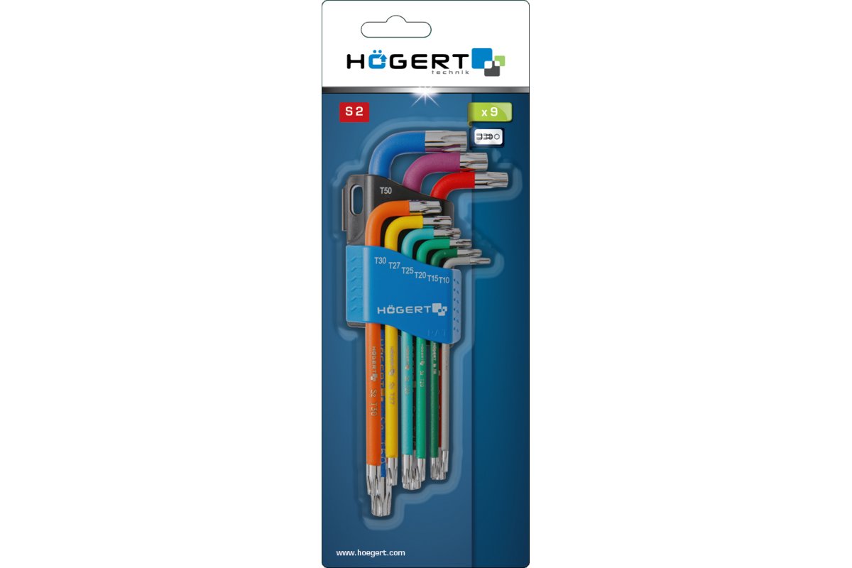 Innensechsrundschlüssel, lang, Multicolour, S2 Stahl, 9 Stck.