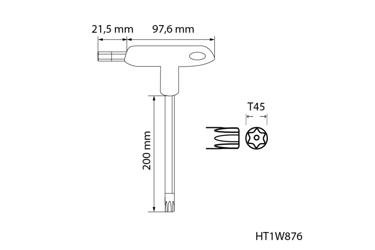 T-type torx security keys, long TT45