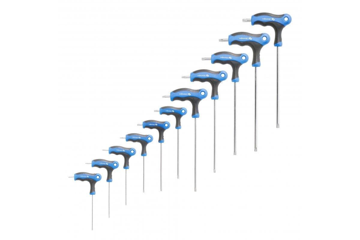 T-Typ Torx Sicherheitsschlüsselsatz, lang 10 Stück