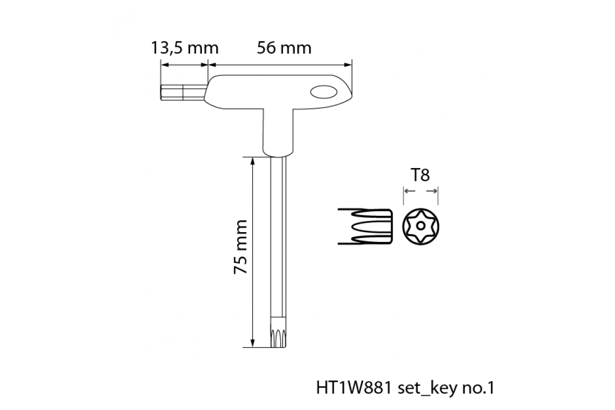 T-Typ Torx Sicherheitsschlüsselsatz, lang 10 Stück