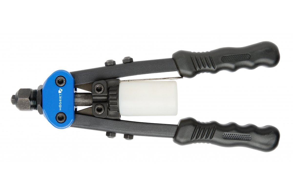 Two-hand riveter 250 mm, five interchangeable nosepieces, max 4.8 mm