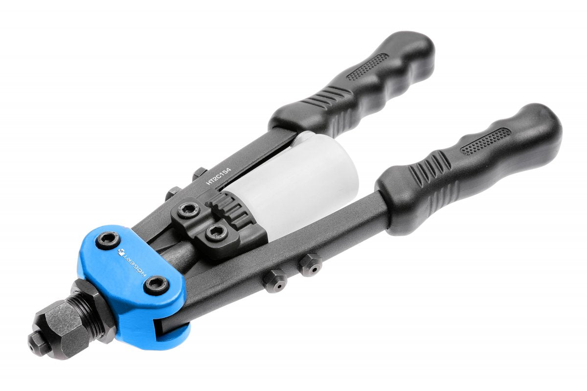 Two-hand riveter 250 mm, five interchangeable nosepieces, max 4.8 mm
