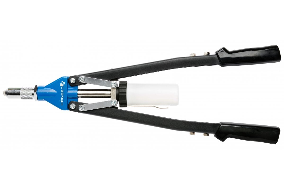 Two-hand riveter 530 mm, five interchangeable nosepieces, max 6.4 mm
