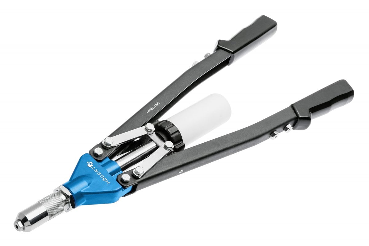 Two-hand riveter 530 mm, five interchangeable nosepieces, max 6.4 mm
