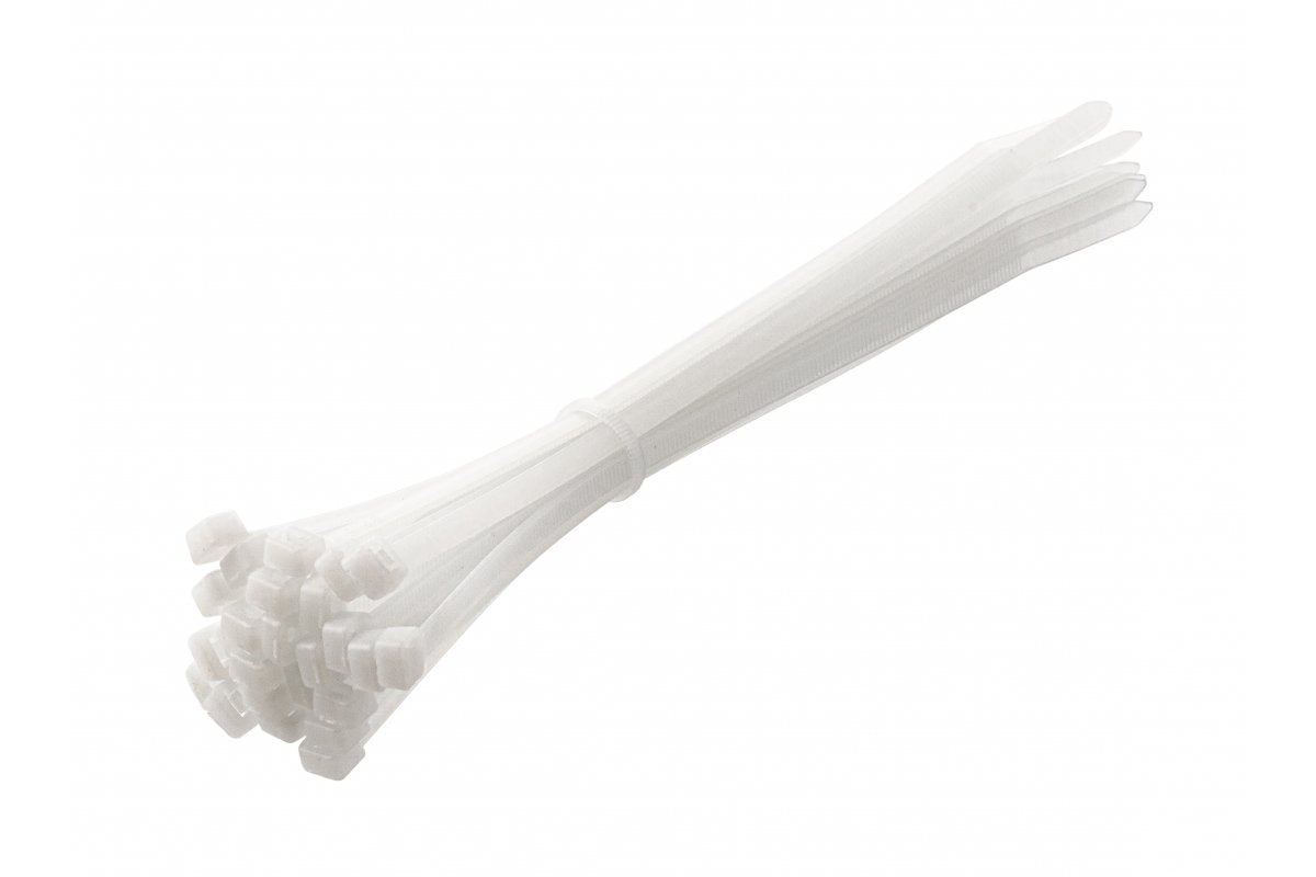 Colliers de serrage en nylon 4,8 x 200 mm, 25 pièces, blanc