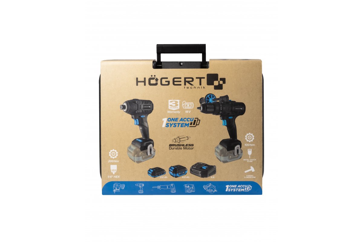 18V brushless impact driver and hammer drill-driver set