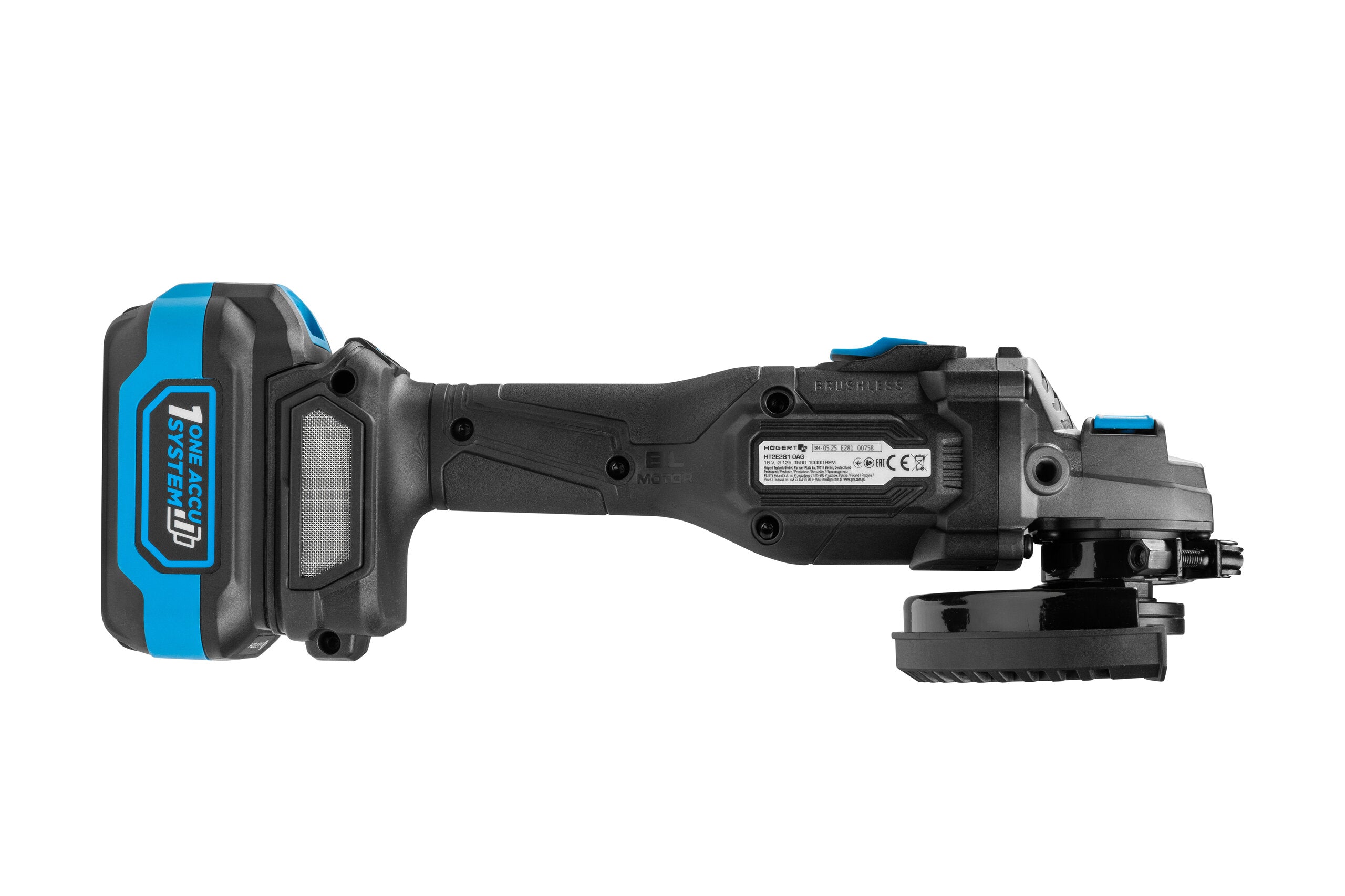 Brushless 125 mm angle grinder kit with variable speed 18V