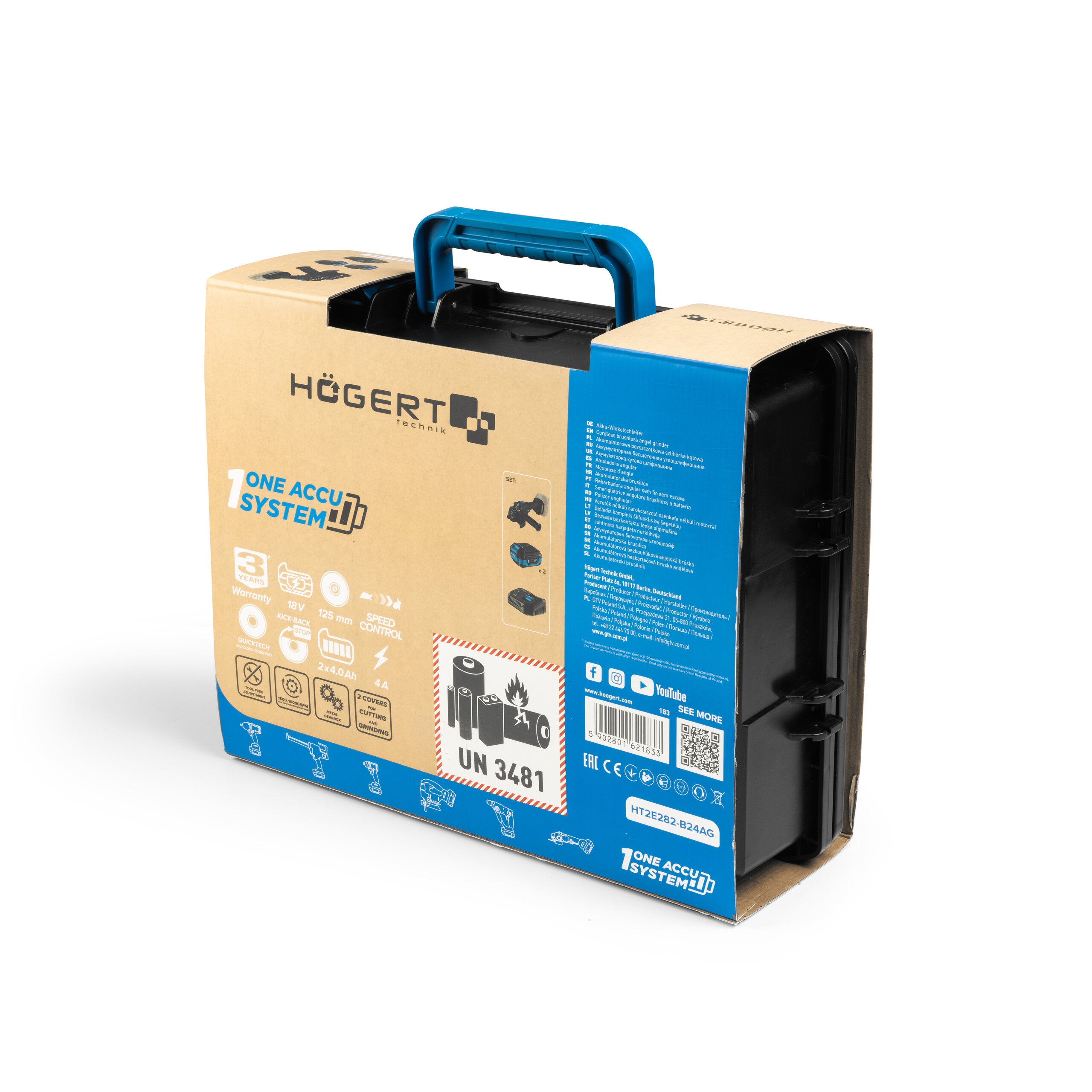 Brushless 125 mm angle grinder kit with variable speed 18V