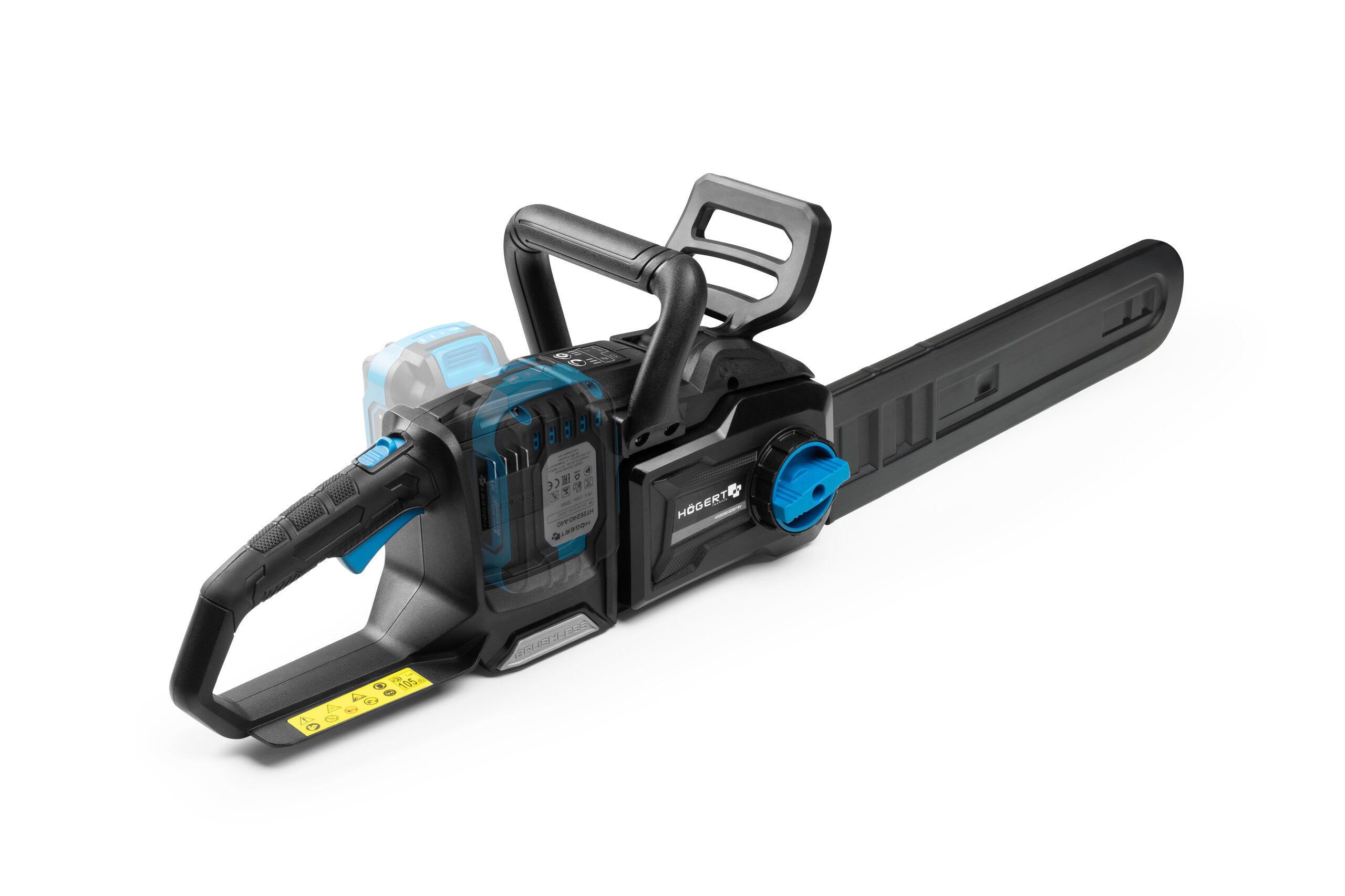 Brushless chainsaw kit with 2x4Ah batteries and DUO charger