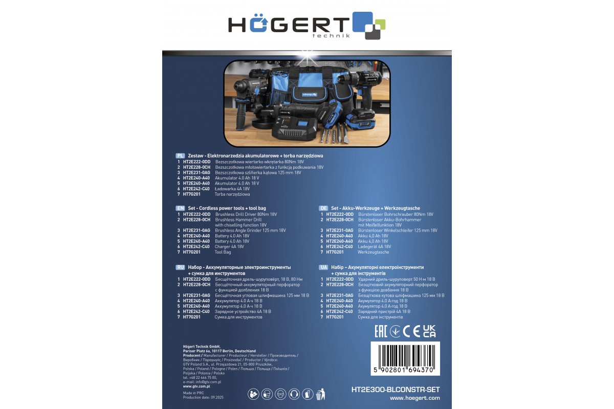 18V BLCONSTRUCTION Brushless Elektrowerkzeug-Set