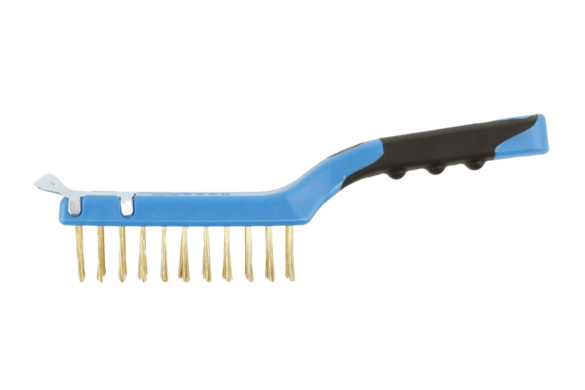 Brass wire brush with a scraper, 4 x 11