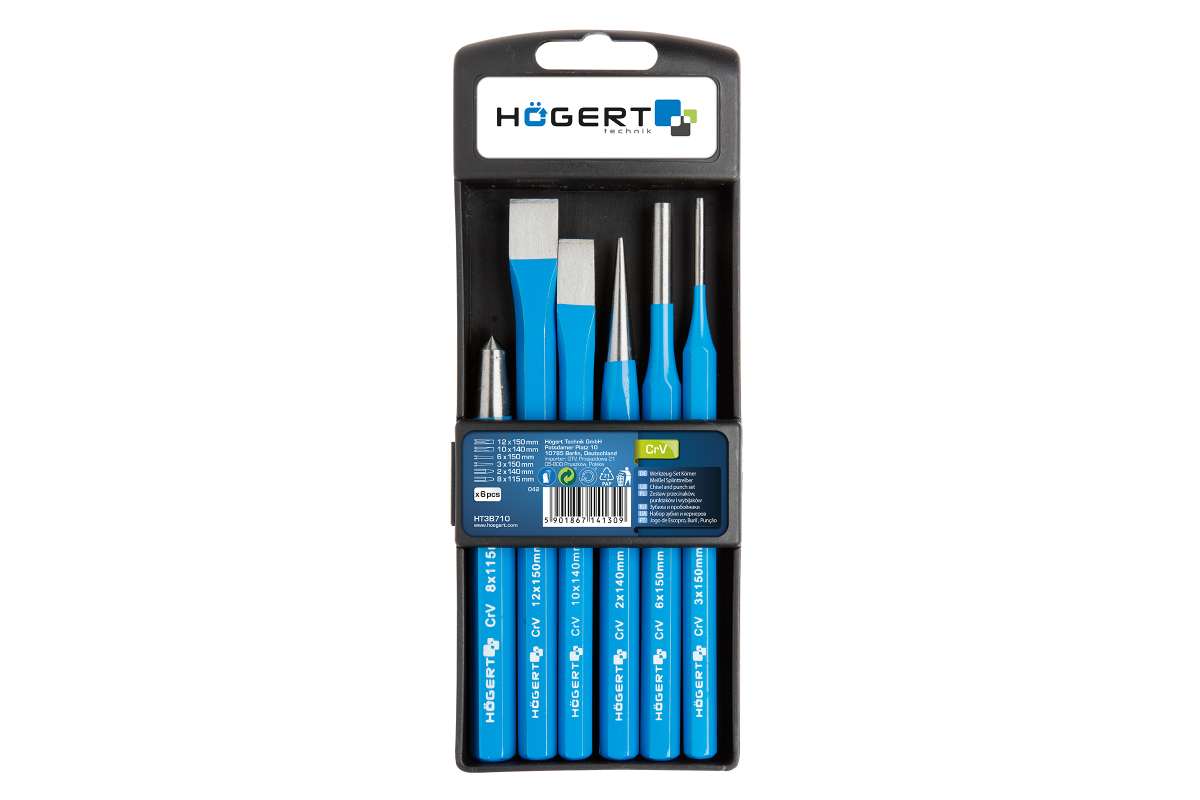 Chisel and punch set, 6 pcs, CrV