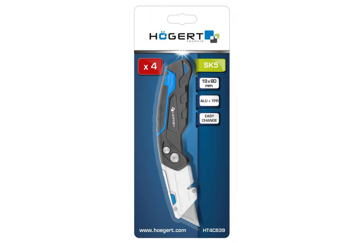 Cutter con hoja trapezoidal plegable 1+3