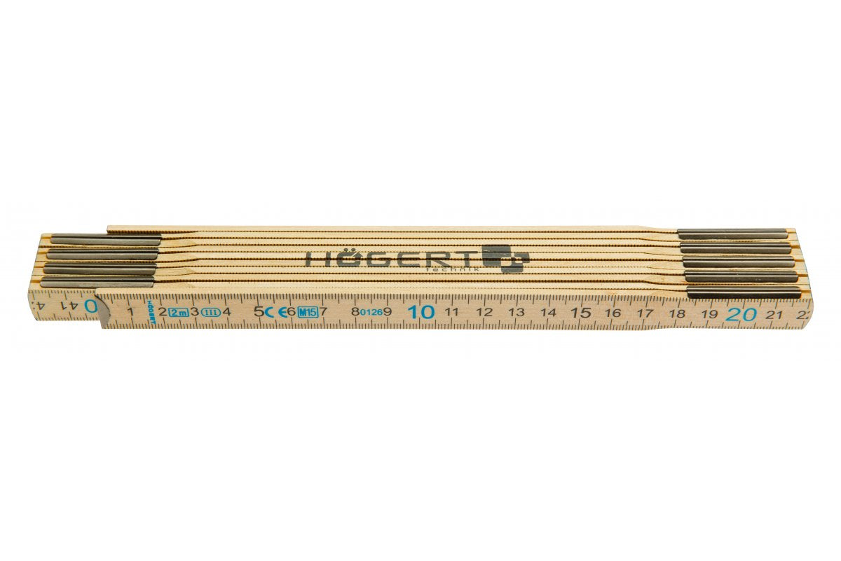 Holz Zollstock 2 m, 10 Glieder, Zulassung nach MID