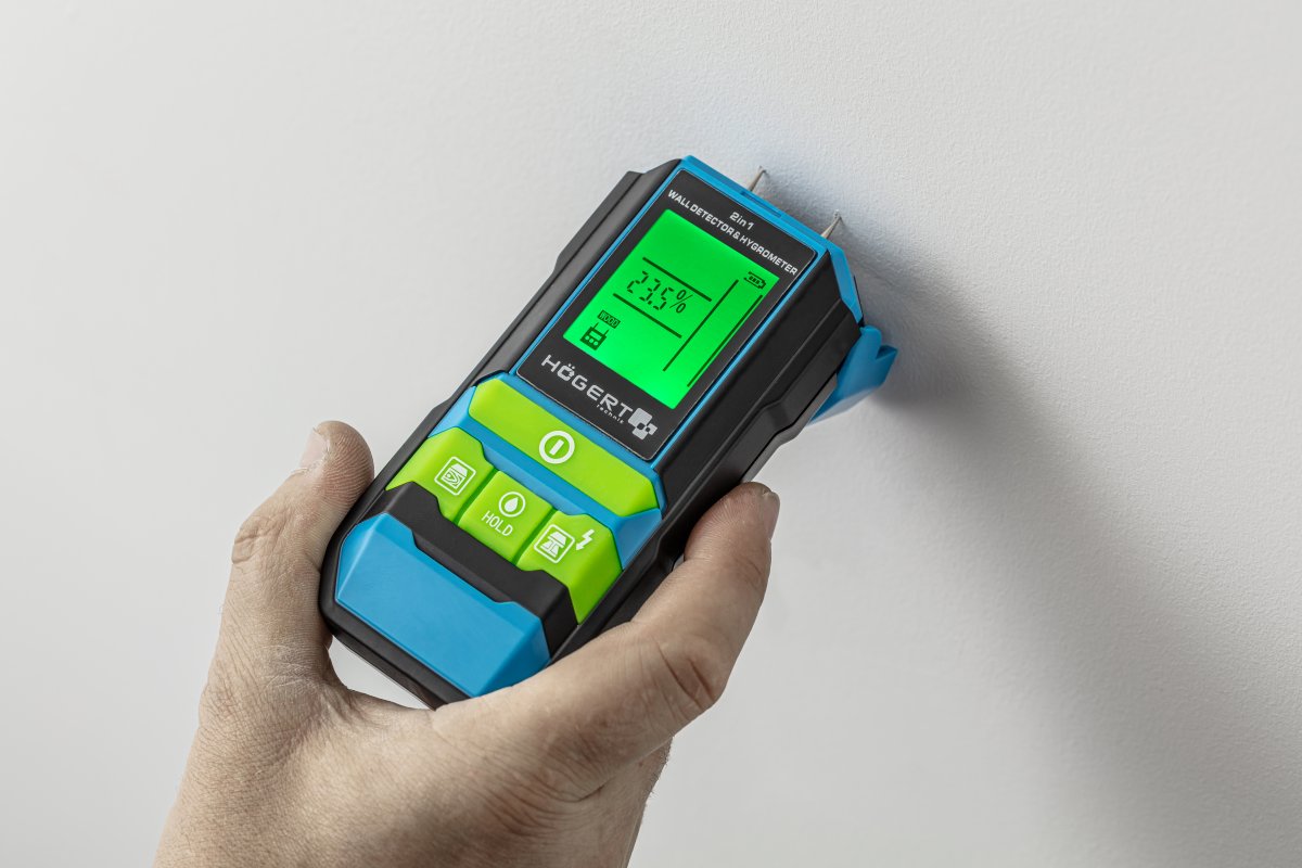 Stud finder with hygrometer