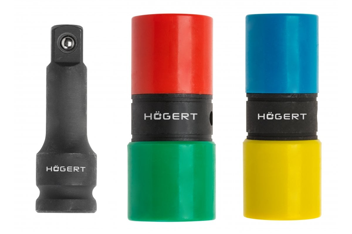 Impact sockets kit, double-sided, extension 1/2"