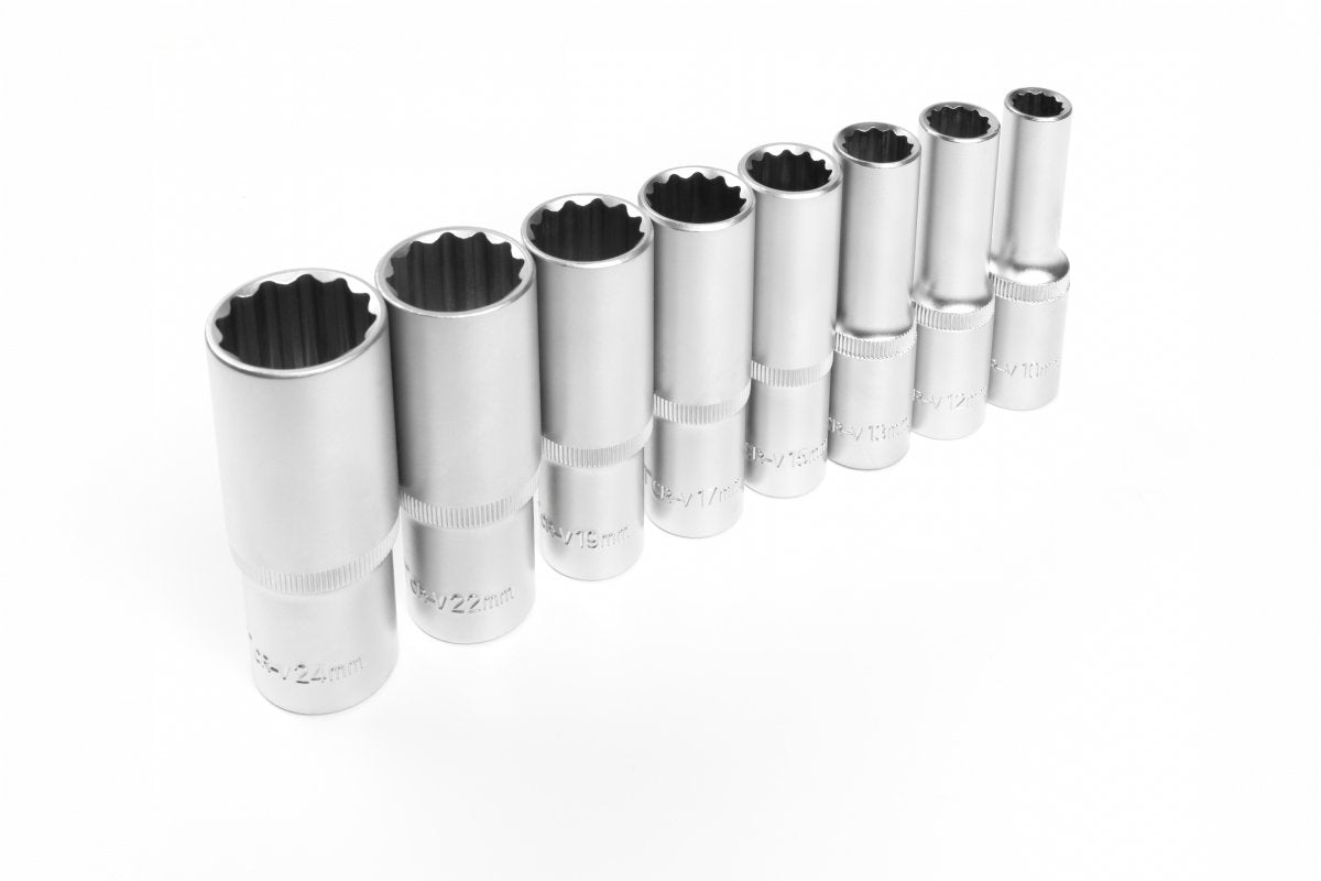 1/2" 12-point socket wrench set, 8 pcs.