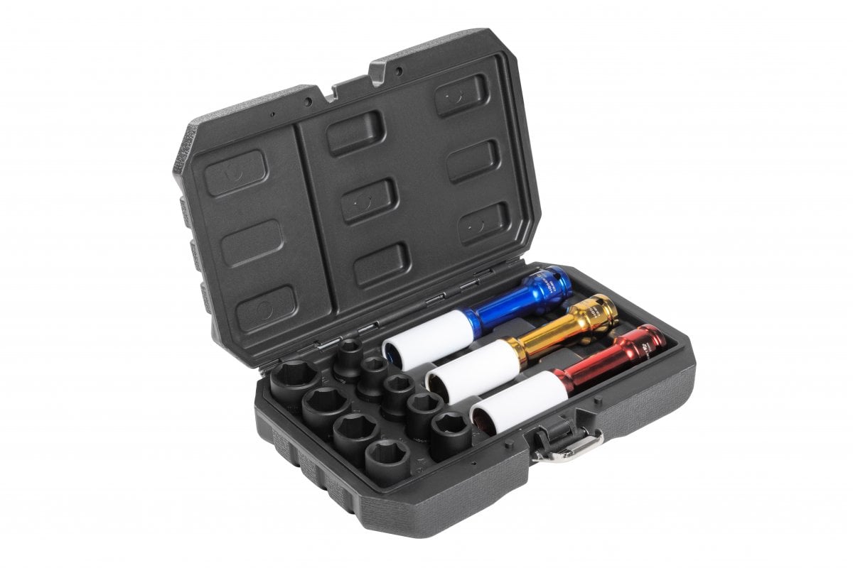 Impact socket set for 1/2" alloy wheels, 12 pcs.
