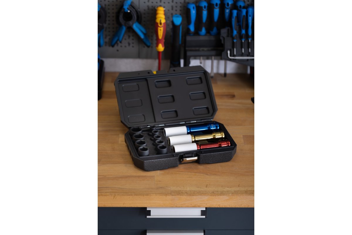 Impact socket set for 1/2" alloy wheels, 12 pcs.