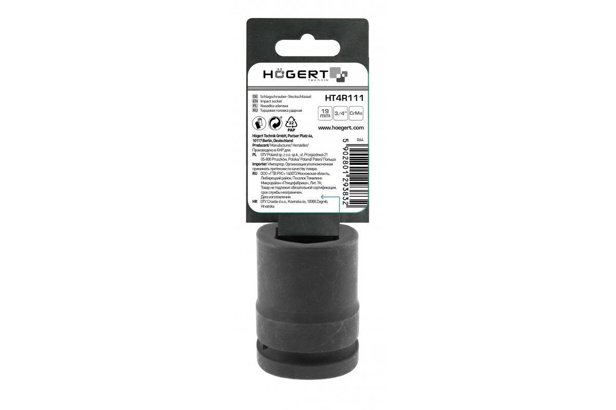 Douille à impact 3/4", 19 mm, CrMo, longue