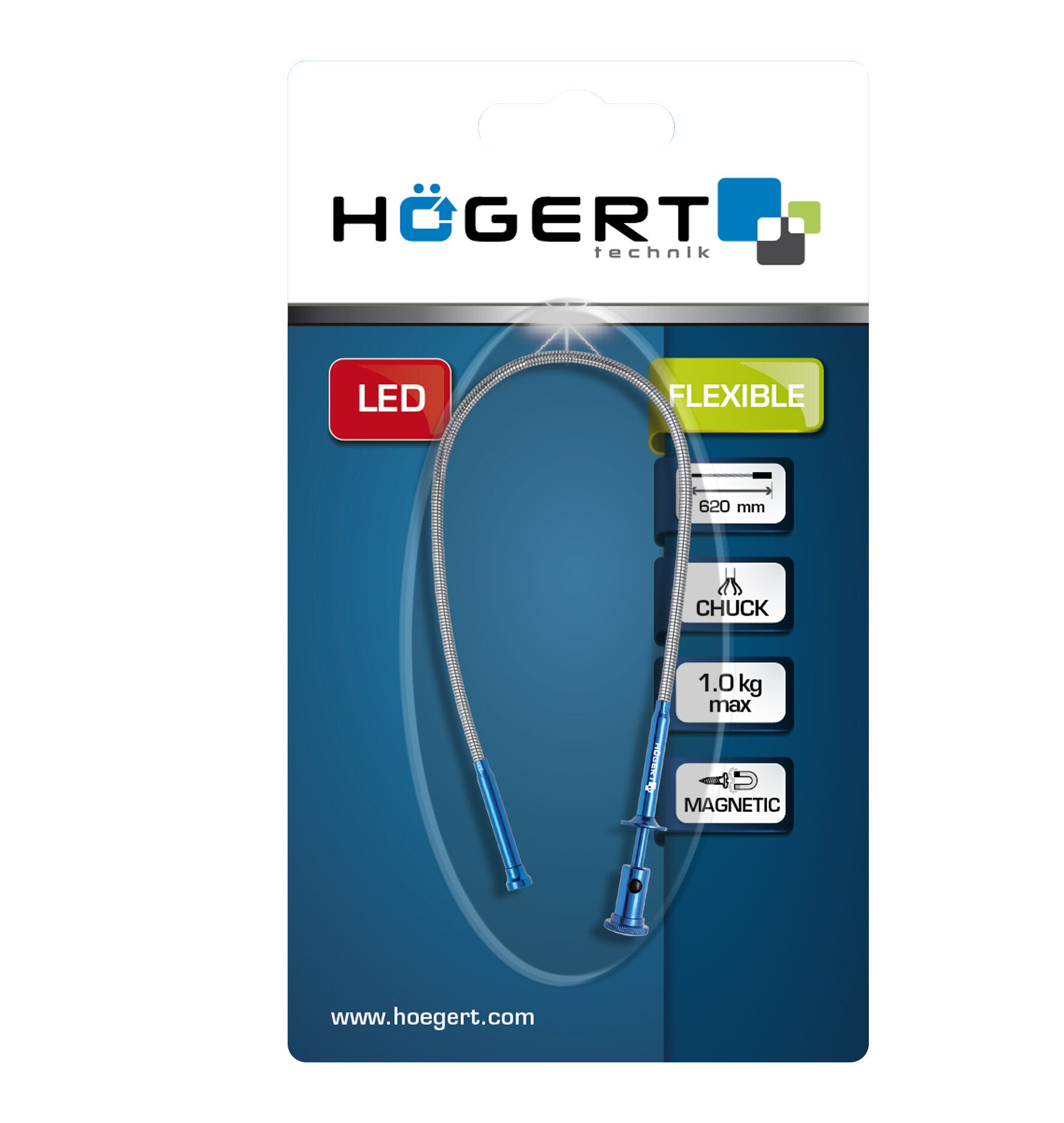 Supporto magnetico con pinza e LED, flessibile