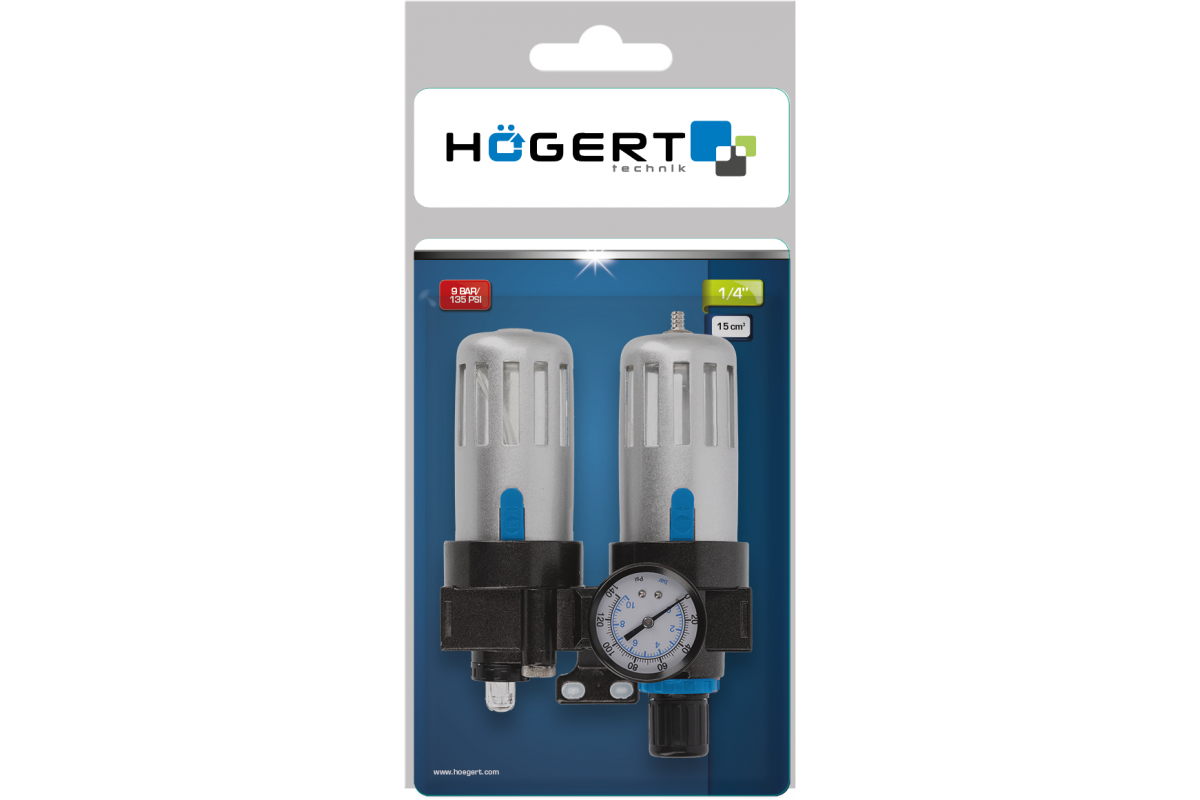 Filtre à air avec régulateur 1/4" et huileur, 90/60 ml