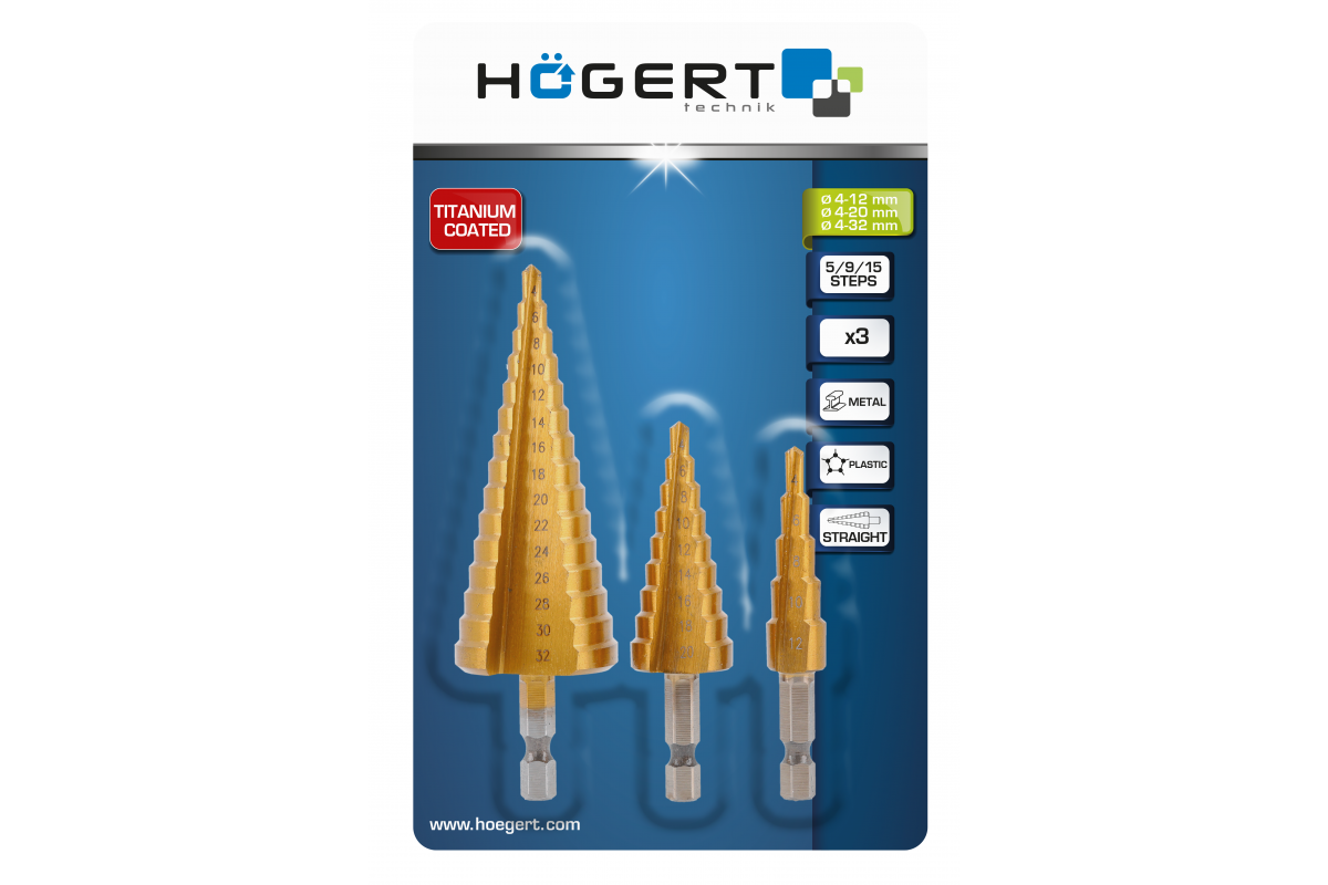 Step drill 4-32 mm 3pcs set