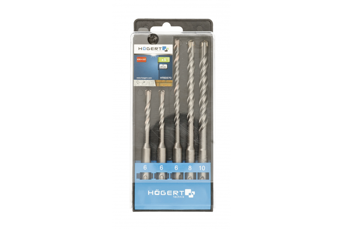 Sada vrtáků SDS Plus 5 ks, průměr: 3 x 6 mm, 8 mm, 10 mm
