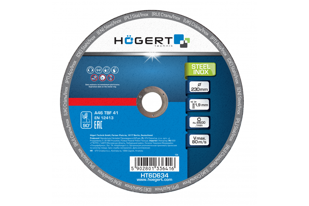 Metal Inox cutting discs 10 pcs 230x1,9x22,23