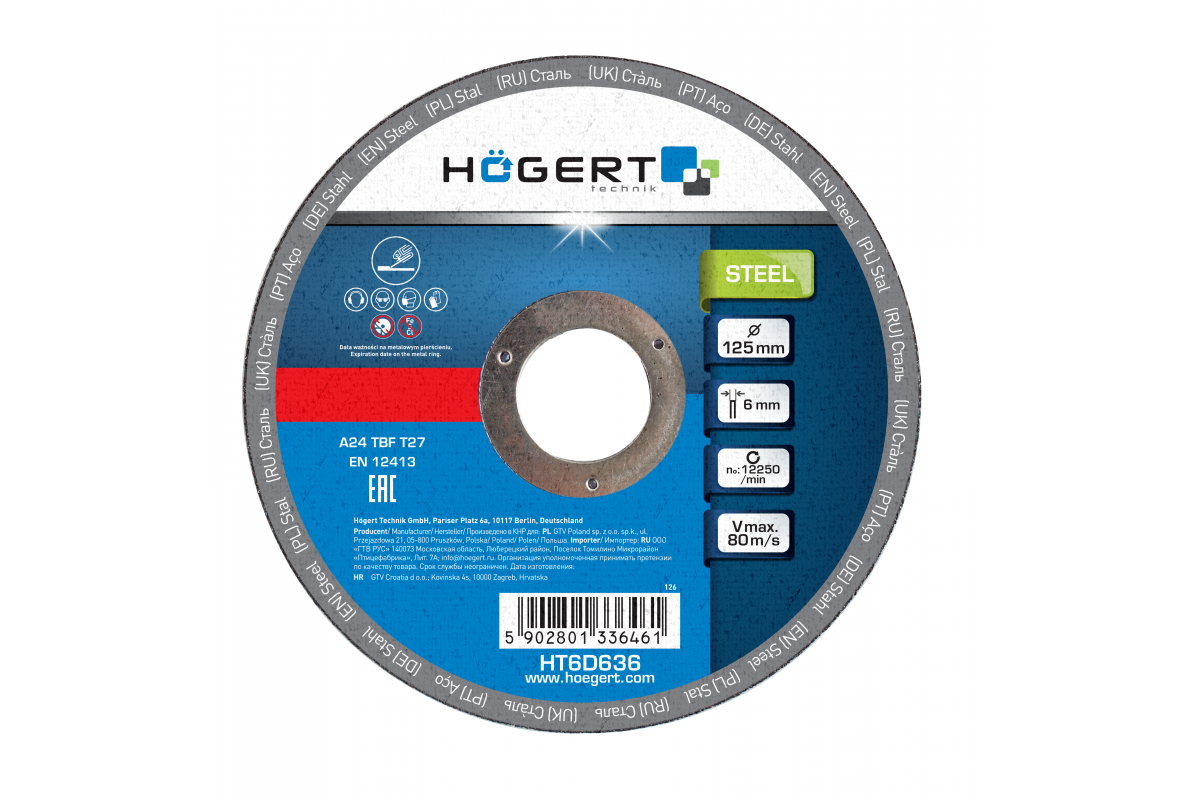 Metal grinding discs 10 pcs 125x6,0x22,23