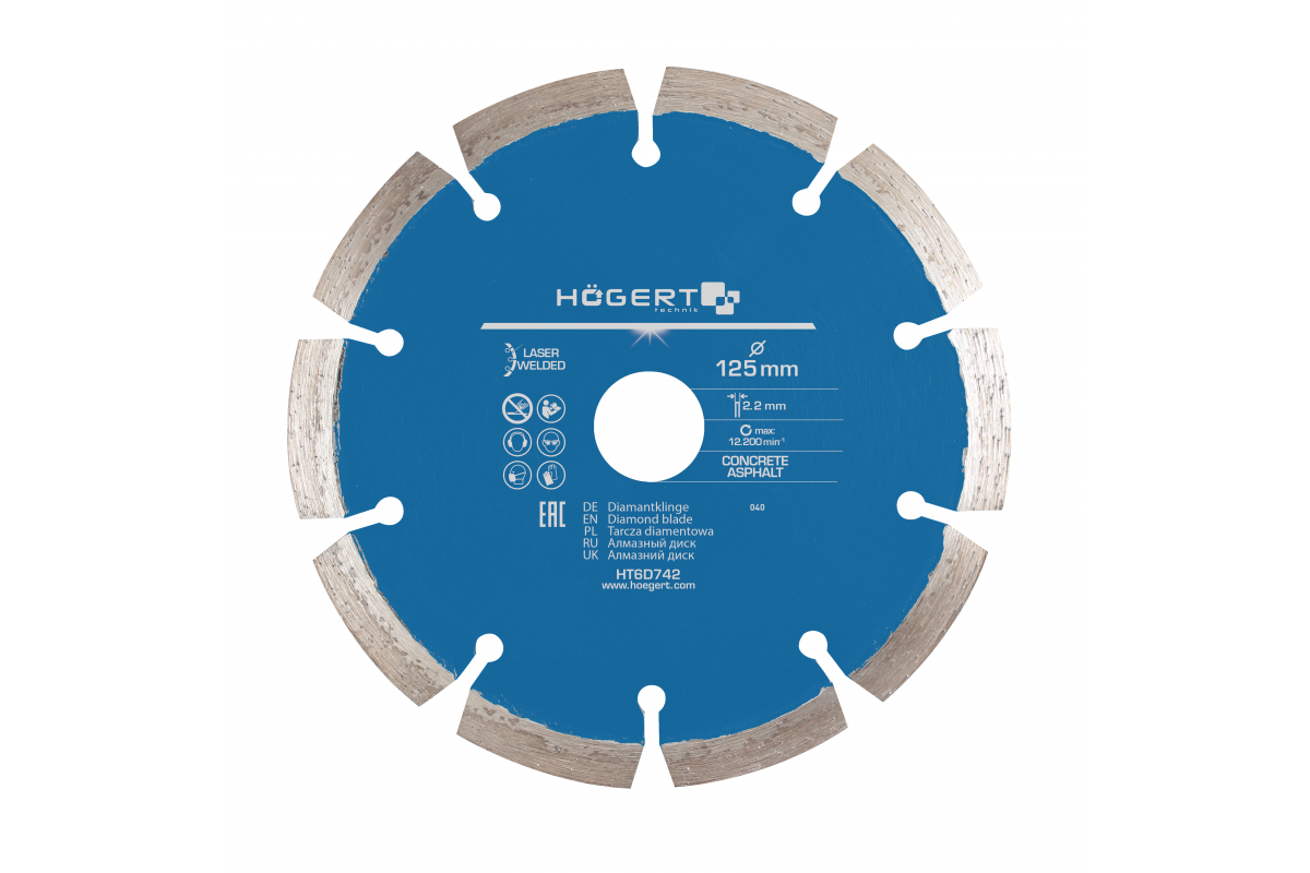 Segmented rim diamond blade 125 mm, laser welded