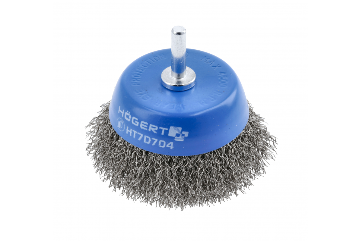 Cup brush with shaft 50 mm,  stainless steel wire
